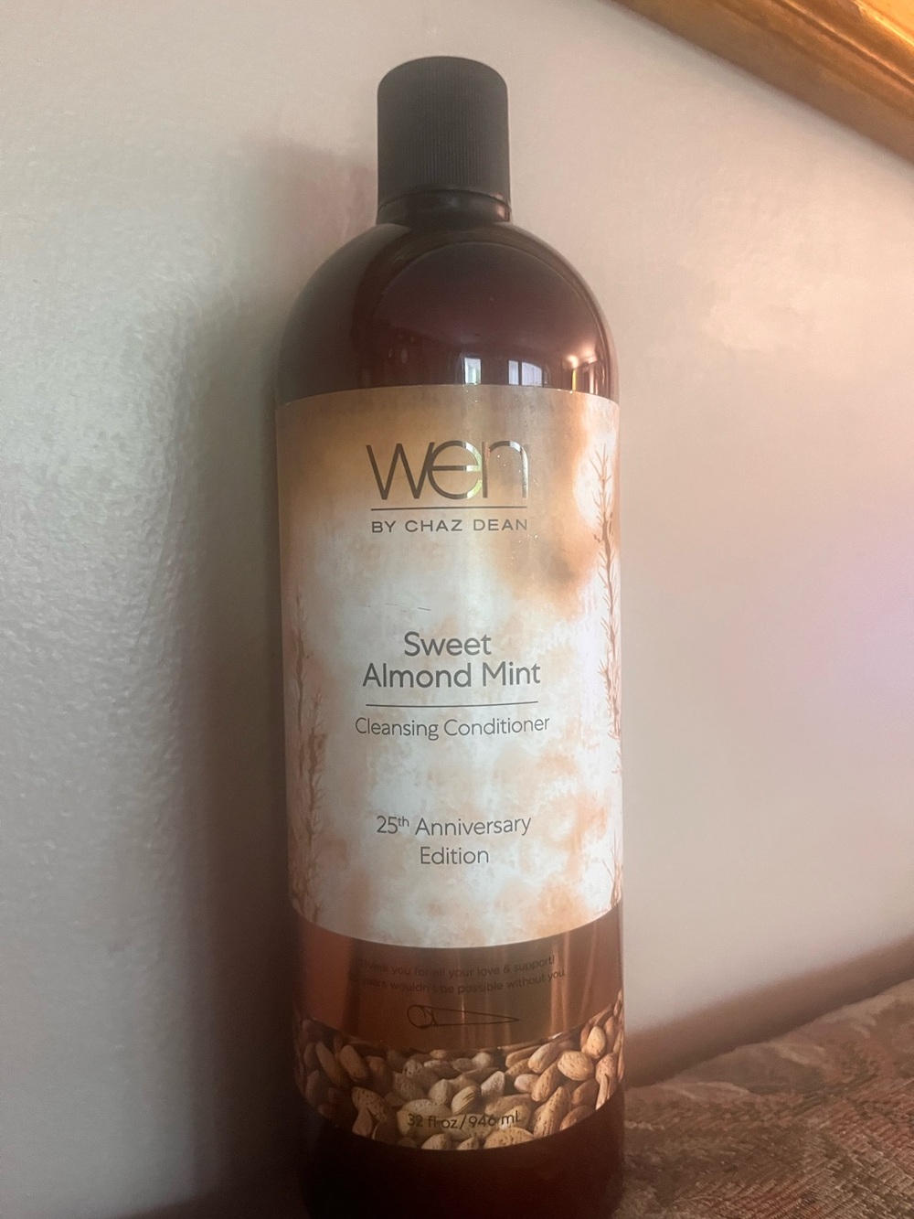 WEN Sweet Almond Mint Cleansing Conditioner - Brown and Cream Bottle
